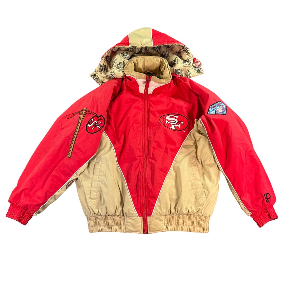 Pro Player San Francisco 49ers Jacket Mens XL Red Gold Vintage NFL Puffer Hooded